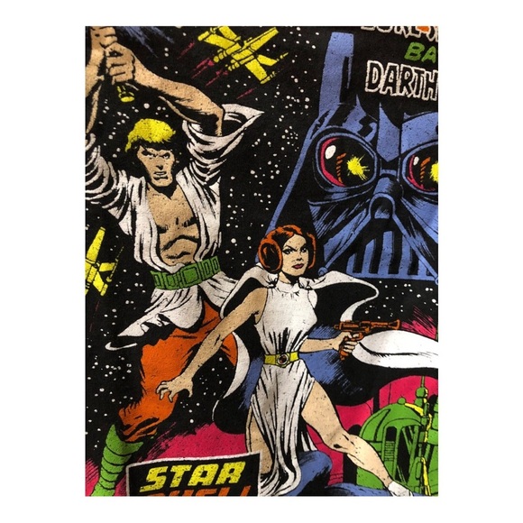 Star Wars Luke Skywalker battles Darth Vader graphic print black t-shirt size S - Picture 12 of 16